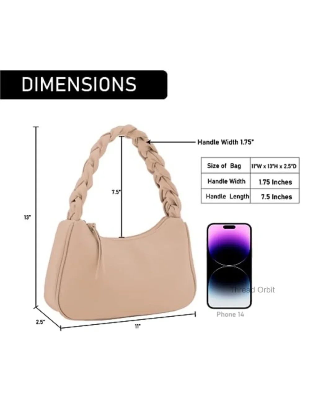 Braided Top Handle Hobo Tote Handbag - Faux Leather Shoulder Bag